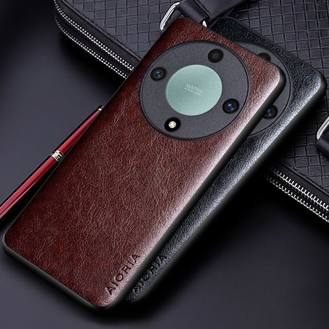 Luxuriöse Business Handyhülle aus PU-Leder für Honor Magic5 Lite Pro 5G und Honor Magic5 Pro in Braun - Bild 1
