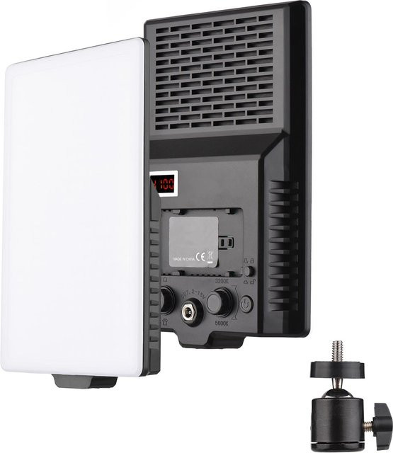 Andoer 12 W LED-Videoleuchte mit 144 Lampenperlen, dimmbar, zweifarbig 3200 K–5600 K, Schwarz - Bild 1