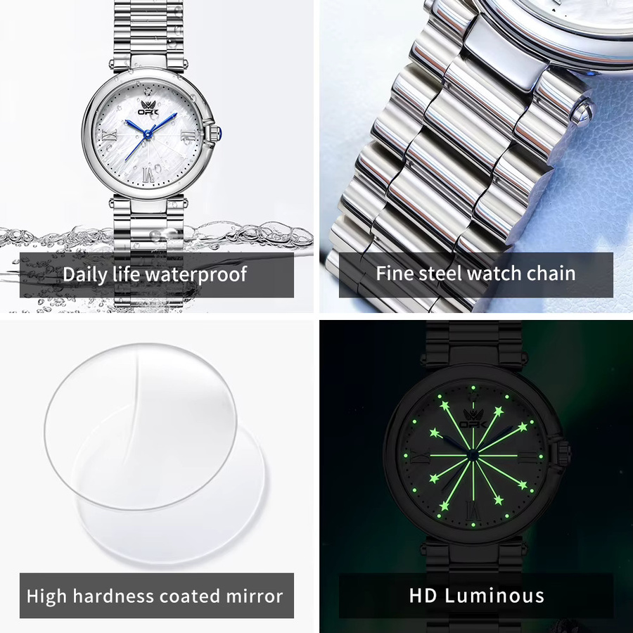 OPK Armbanduhr Quarz, Edelstahl, Silber, Damen - Bild 4