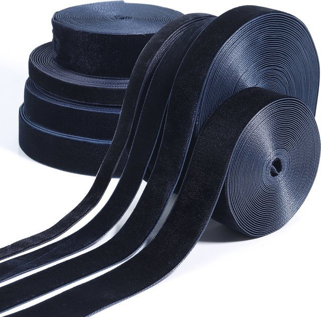 Dunkelblaues Samtband mit Beflockung für DIY-Dekorationen und Geschenkverpackungen - Bild 1