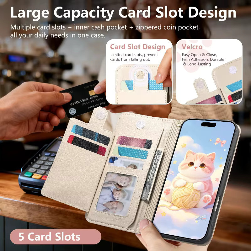 Niedrige Katzen-Lederhülle mit Kartenhalter als Crossbody Wallet für Samsung Galaxy S27 S26 S25 S24 S23 Plus Ultra FE Edge in Blau - Bild 2
