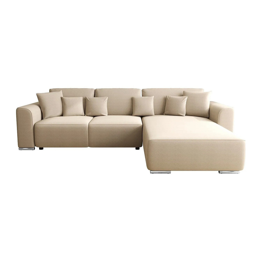 Vente-unique Schlafsofa Meltana in Beige, L-Form mit Schlaffunktion und Stoffbezug - Bild 2