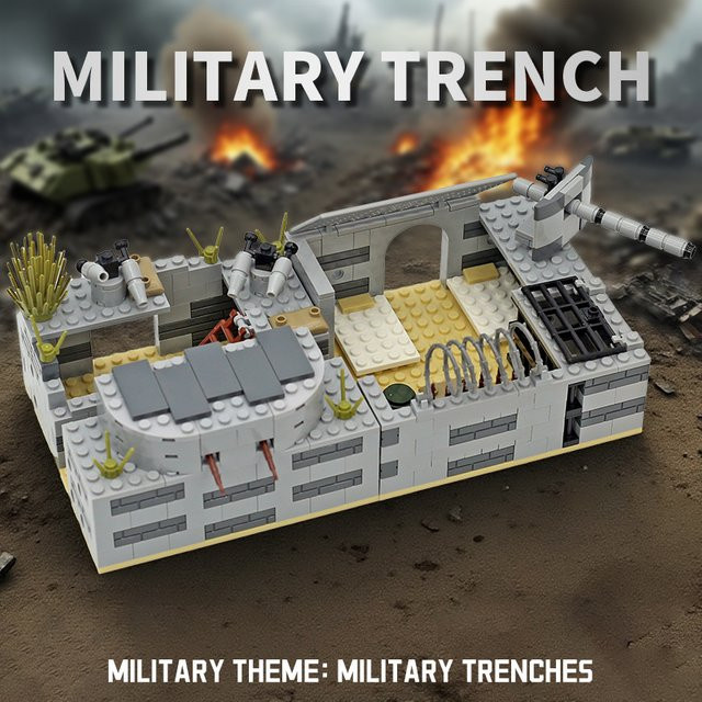 Likaka Militärische Trench-Bausteine DIY Spielset in Grau aus Kunststoff - Bild 1