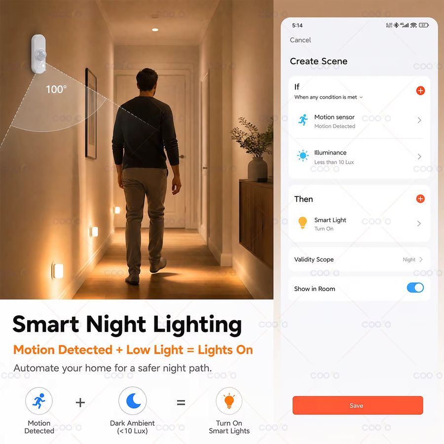 Tuya WiFi Smart 4-in-1 Sensor in Weiß mit PIR Bewegungsmelder, Licht-, Temperatur- und Luftfeuchtigkeitsmonitor für Smart Life App, Alexa und Google Home Automation - Bild 3