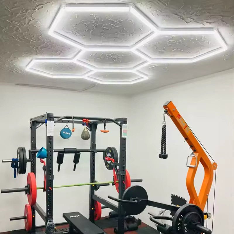PIBAOGU Hexagon LED Deckenleuchte in Weiß mit kühlem Weiß 6500K für Garage, Werkstatt und Fitnessraum - Bild 6