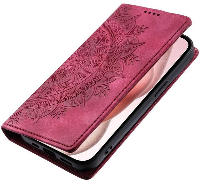 AirGeek Magnetische Lederhülle mit Brieftaschenfunktion und Kartensteckplatz für iPhone 15 14 13 12 11 Pro Max SE 8 Plus in Rot - Bild 1