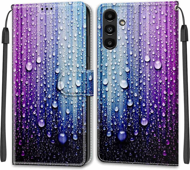 Luxuriöse bemalte Ledertasche als Brieftaschen-Schutzhülle für Samsung Galaxy A-Serie in Multicolour - Bild 1