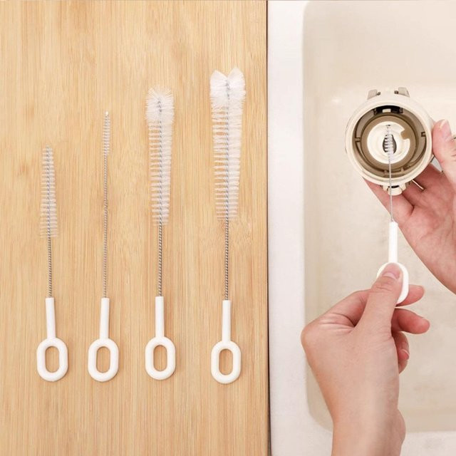 5-teiliges Flaschenreinigungsbürsten-Set in Weiß für Babyflaschen, Strohhalme und Trinkbecher - Bild 1