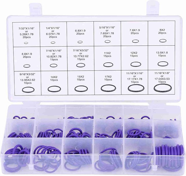 Meterk 270-teiliges Set Klimaanlagen Kompressor O-Ring Dichtungen aus Gummi in Lila und Weiß - Bild 1