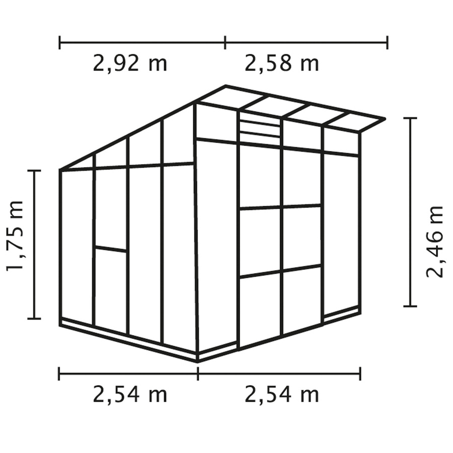 Vitavia Gewächshaus Playa 7600 mit Pultdach aus Aluminium und Polycarbonat, 7,6 m² - Bild 1
