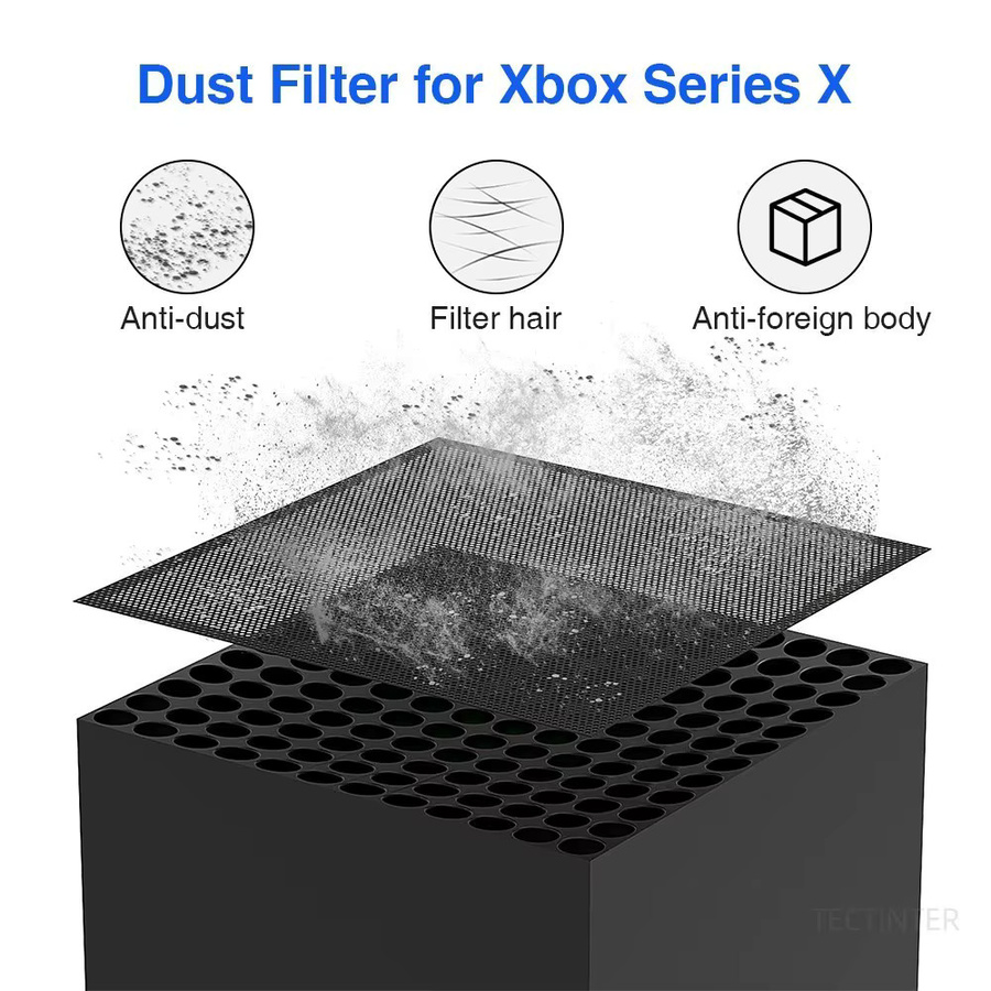 TECTINTER Staubschutzfilter und Thumbstick Grip Caps Set für Xbox Serie X in Schwarz - Bild 4