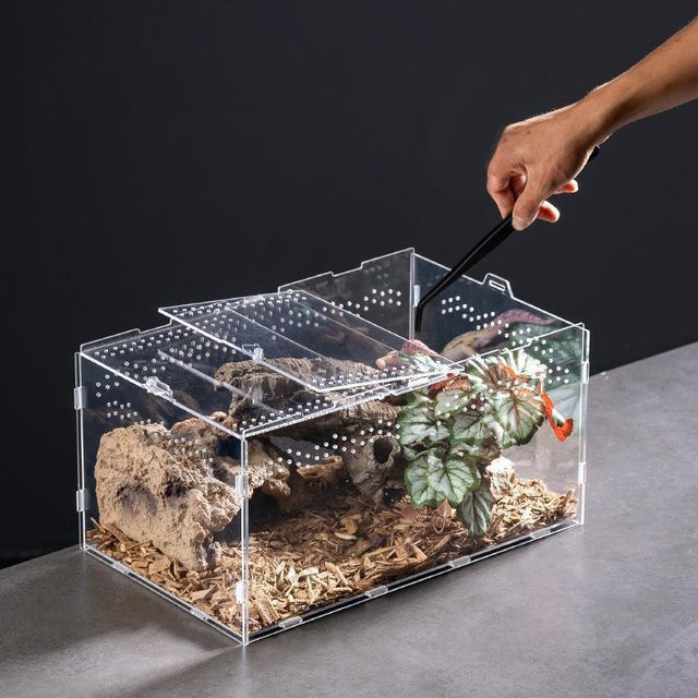 YOWEI Reptilien-Zuchtbox aus transparentem Acryl als atmungsaktiver Amphibien-Tank für Schildkröten, Spinnen, Eidechsen, Schlangen und Frösche - Bild 1
