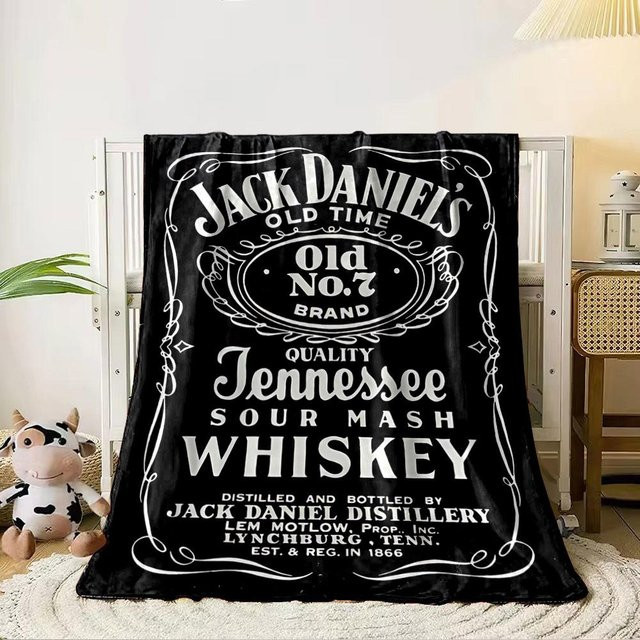 Jack Daniel's Whiskey Design Kuscheldecke aus Polyester, Schwarz, B/B: 80 x 120 cm - Bild 1
