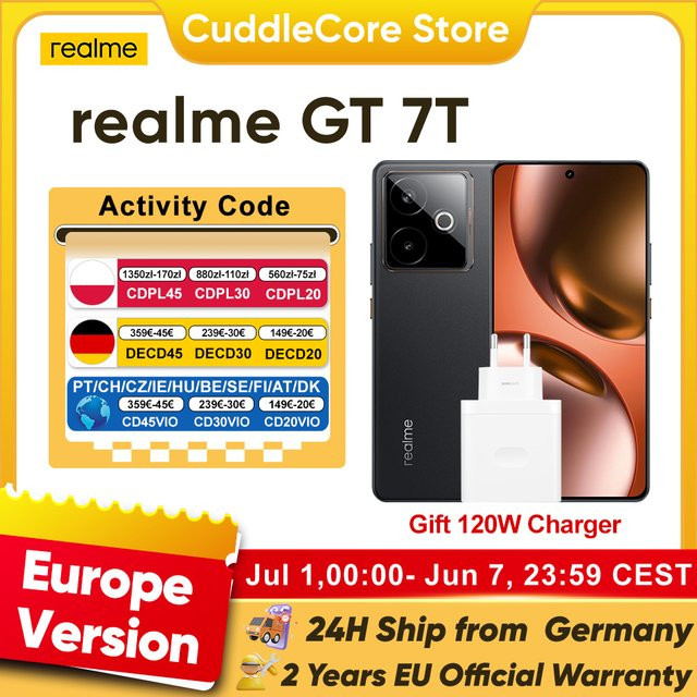 Realme GT 7T Pokemon Piñata Smartphone 5G EU-Version in Schwarz mit 6,8 Zoll 120Hz Display und NFC - Bild 1