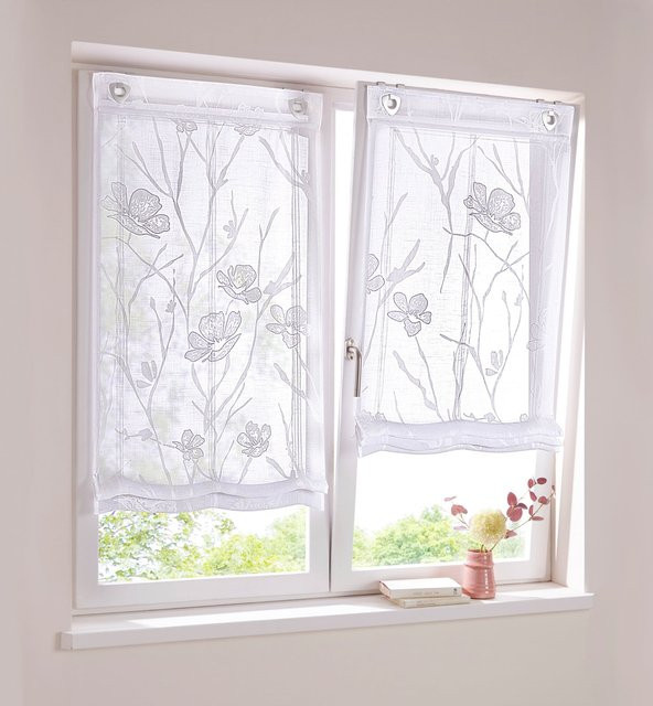 Raffrollo Heine Home in Transparent Weiß, B: 130 cm, H: 45 cm - Bild 1
