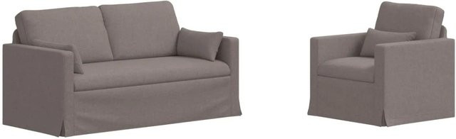 vidaXL Sofa 2-teiliges Set Taupe Stoff mit Metallrahmen B/T/H: 158 x 78 x 80 cm und 78 x 78 x 80 cm - Bild 1