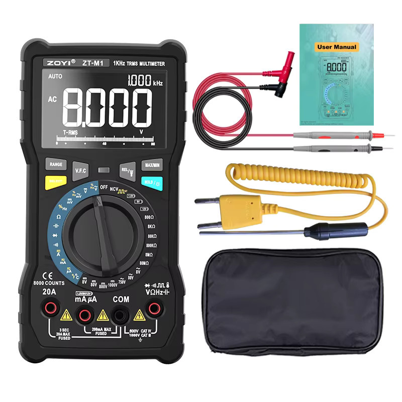ZOYI ZTM1 Berührungsloser Spannungsprüfer Digitales Multimeter Voltmeter Strommessgerät für AC/DC Messungen in Schwarz - Bild 2