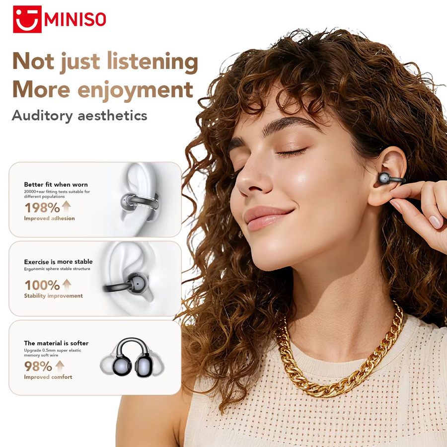 MINISO MS503 SmartEarbuds Bluetooth OWS Ohr Clip Sport Kopfhörer mit AI Übersetzer und Herzfrequenz Überwachung in Pink oder Black - Bild 3