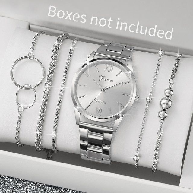 Armbanduhr Set, Quarzuhr, Silber Legierung, Damen - Bild 1