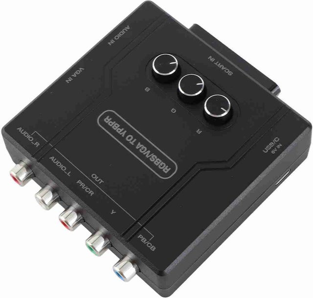 mfySpace RGBS VGA SCART zu YPBPR Komponentenkonverter für Retro-Konsolen wie SFC, N64, Wii, MD und Saturn in Schwarz - Bild 1