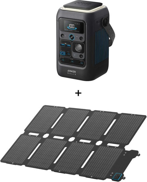 Anker SOLIX Offgrid-Set mit mobilem Solarpanel PS100X 100W und tragbarer Powerstation C300X DC in Schwarz - Bild 1