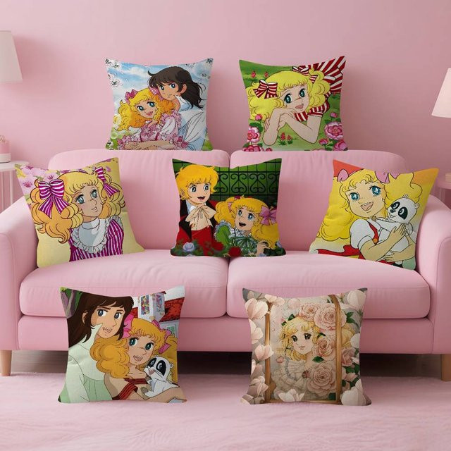Anime C-candy Niedliche Candy Kissenbezüge im Farmhouse-Stil, quadratisch, Mehrfarbig, Breite: 30 cm, Höhe: 30 cm - Bild 1