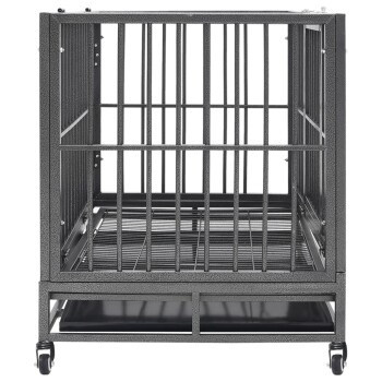 VidaXL Hundekäfig aus Stahl mit Rollen in Schwarz Matt, B/T/H: 102 x 72 x 85 cm - Bild 2