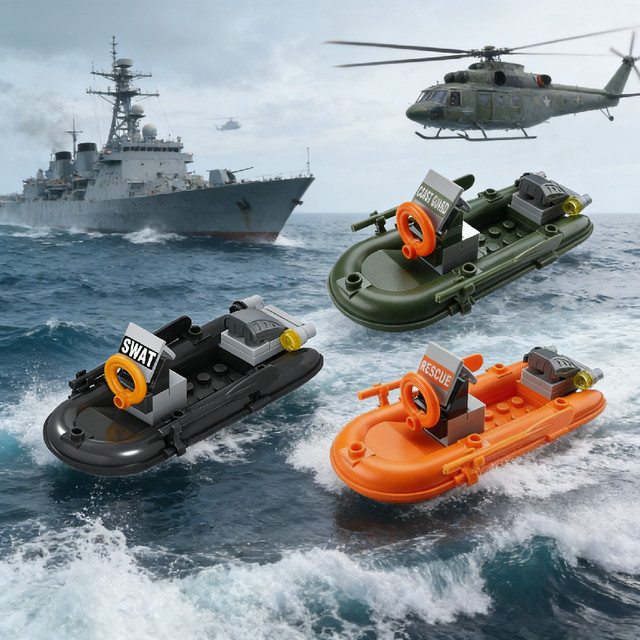 Mitty Kinder-Militärserie Gummiboot Schnellboot, Montagemodell, Lernspielzeug - Bild 1