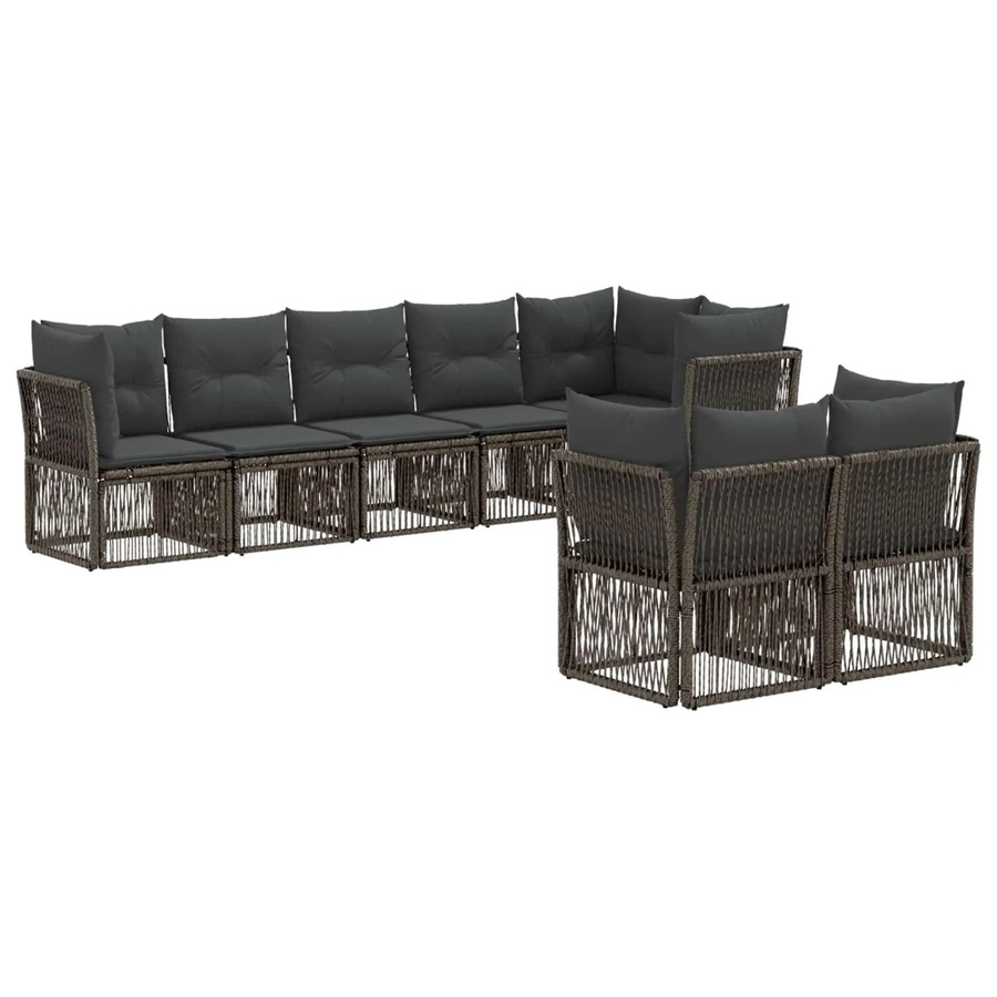vidaXL Gartensofa-Set 8-teilig in Grau aus Poly-Rattan mit Polsterkissen und Metallgestell - Bild 2