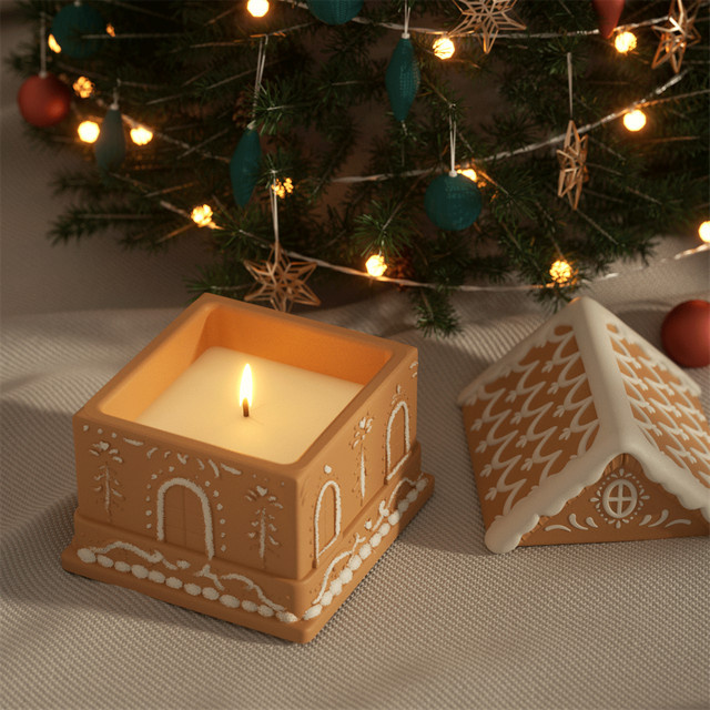 GBhouse Silikonform für DIY Lebkuchen Cottage Kerzen aus Beton oder Jesmonite, Farbe: Braun - Bild 1