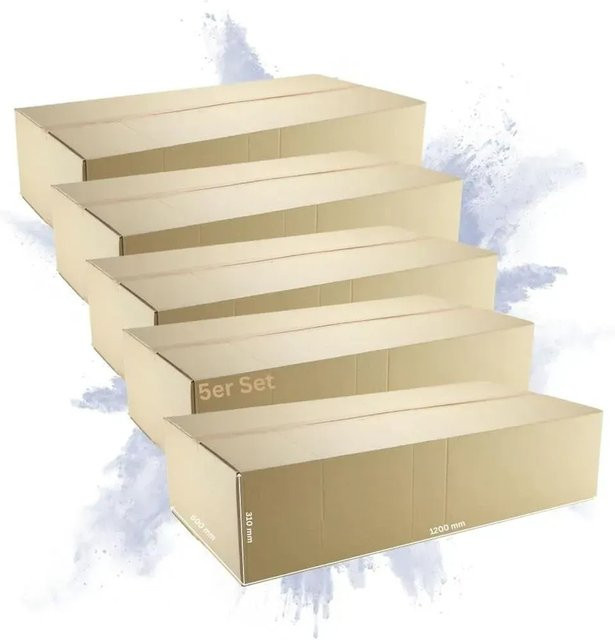 PROREGAL 5er Set Versandkarton aus Wellpappe, Braun, B: 120 cm, T: 60 cm, H: 31 cm, belastbar bis 30 kg - Bild 1