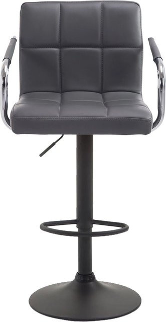 DELUKE 2er Set Barhocker MINOR in Grau und Schwarz aus Kunstleder, höhenverstellbar, drehbar mit Lehne, B/T/H: 54 x 46 x 91 cm - Bild 1