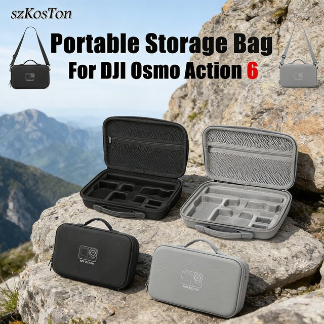 DJI Osmo Action 6 Tragbare Reisetasche und PU-Hartschalenetui in Grau zum Schutz deines Zubehörs - Bild 1