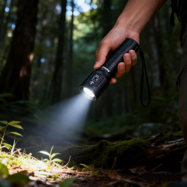 Alonefire LED Taschenlampe mit Zoom-Strahl in Schwarz für Outdoor, Camping und Jagd - Bild 1