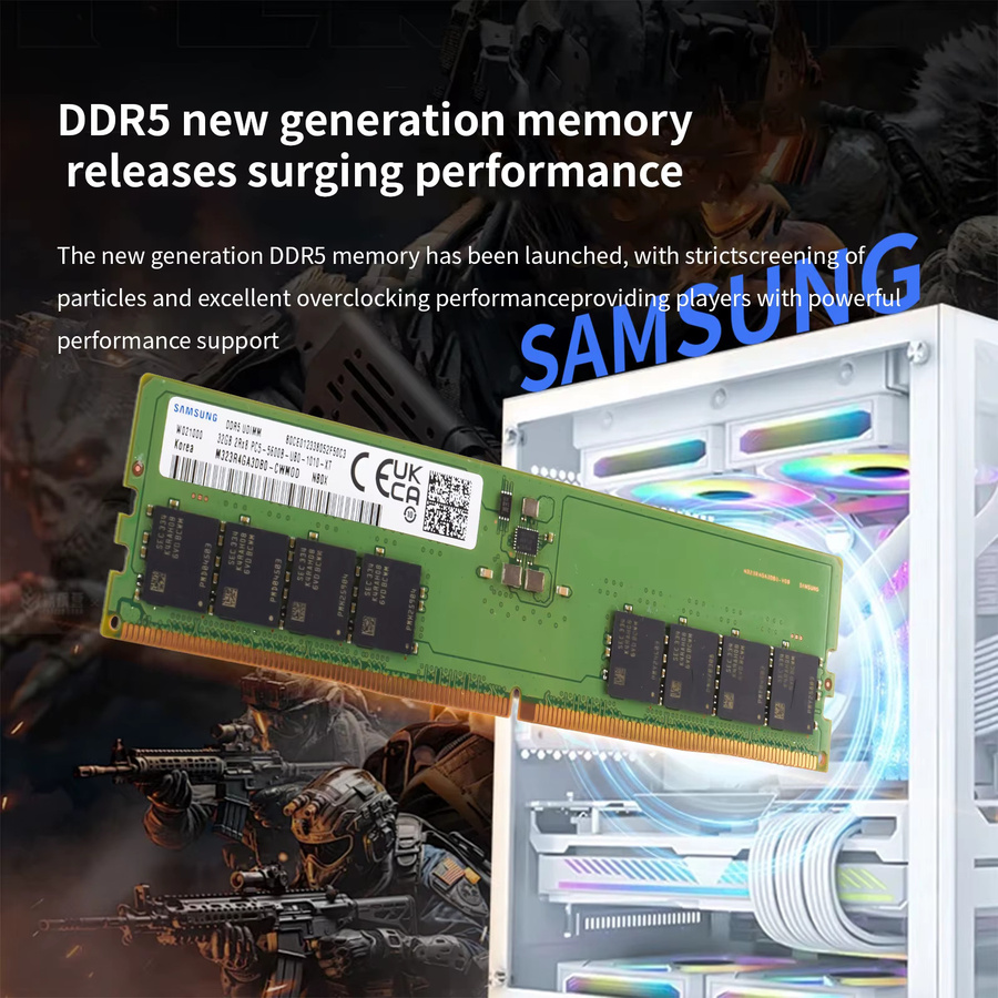 Samsung DDR5 UDIMM RAM Speicher für Desktop-PCs und Gaming-Computer, 16GB, Green - Bild 2