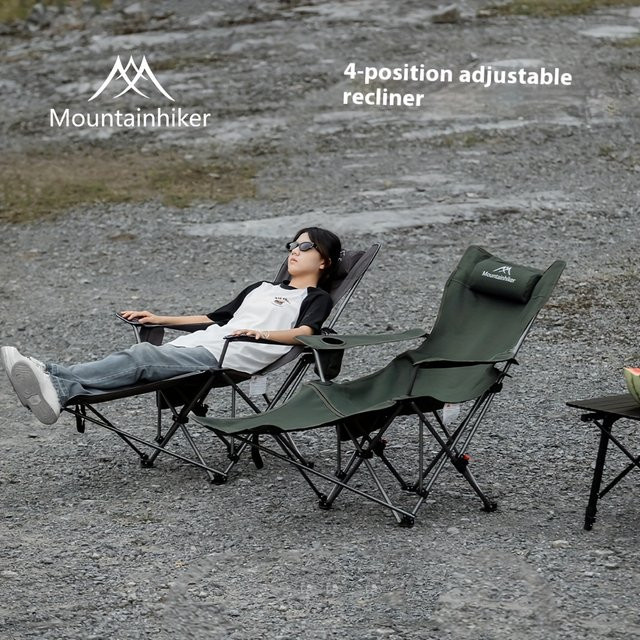 MOUNTAINHIKER Campingstuhl aus Oxford-Stoff in Schwarz mit 4 verstellbaren Liegepositionen - Bild 1