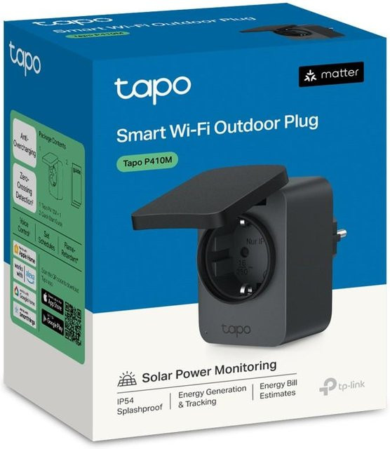 TP-Link Tapo P410M Smarter Wi-Fi Outdoor Plug WLAN-Steckdose Schwarz - Bild 1