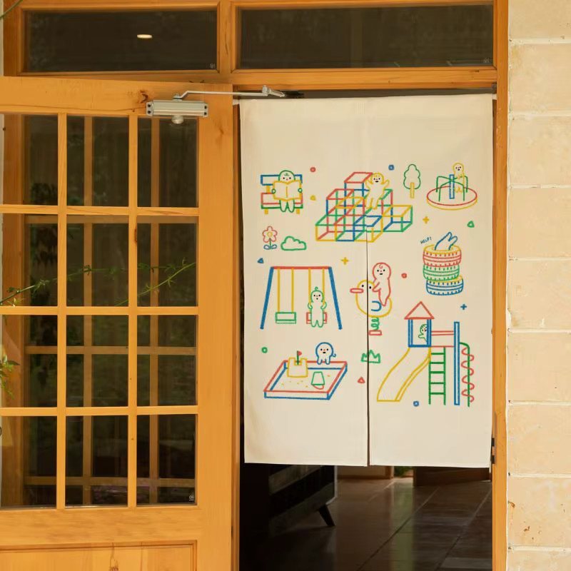 VIKAMA Graffiti-Türvorhang für Kinderzimmer und Spielplätze, blickdichter Stoffvorhang mit Grafik-Design, Mehrfarbig, Breite: 90 cm, Höhe: 65 cm - Bild 2