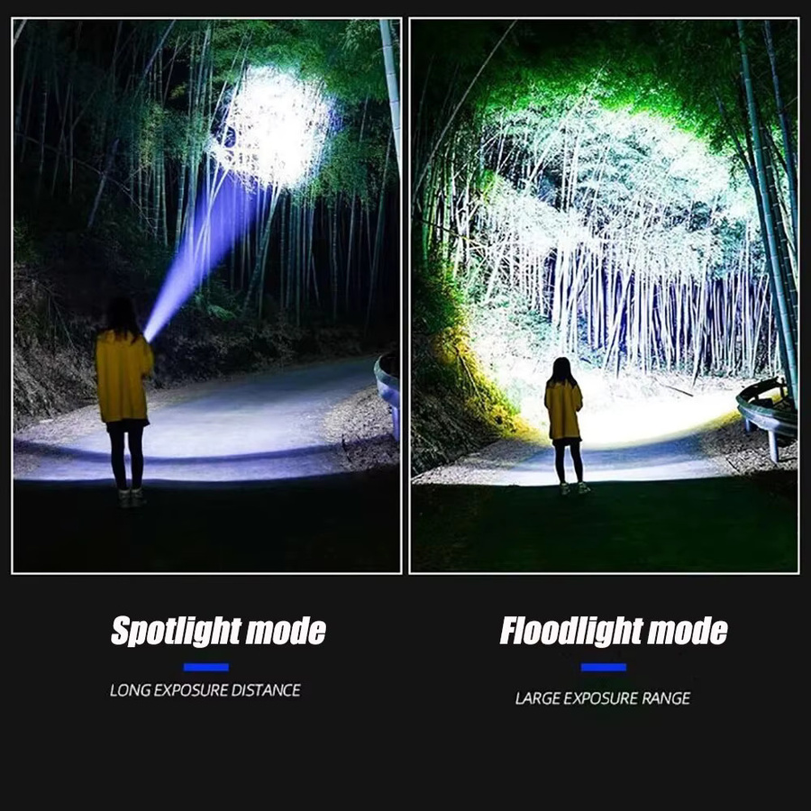 ESMARTER Ultrahelle LED-Taschenlampe in Schwarz mit 15000 mAh Akku und Rücklicht - Bild 3