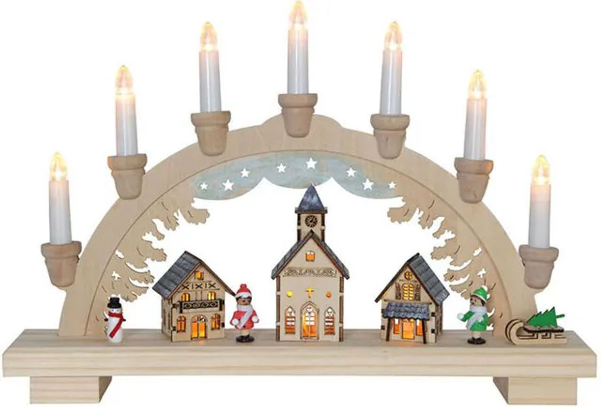 Star Trading LED-Fensterleuchter Dassel aus Holz in Braun und Beige für Weihnachten, B: 7 cm, H: 43 cm - Bild 1