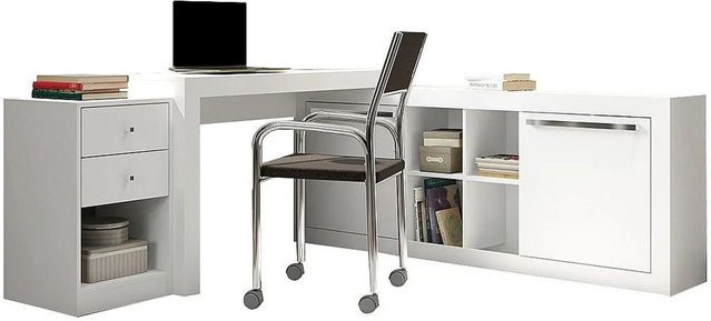 Schreibtisch Evan von Vente-unique in Weiß, rechteckig, Breite: 159,9 cm - Bild 1