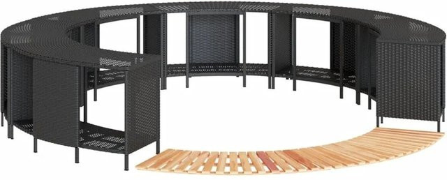 vidaXL Whirlpool-Umrandung aus Poly-Rattan und geöltem Akazienholz in Schwarz - Bild 1