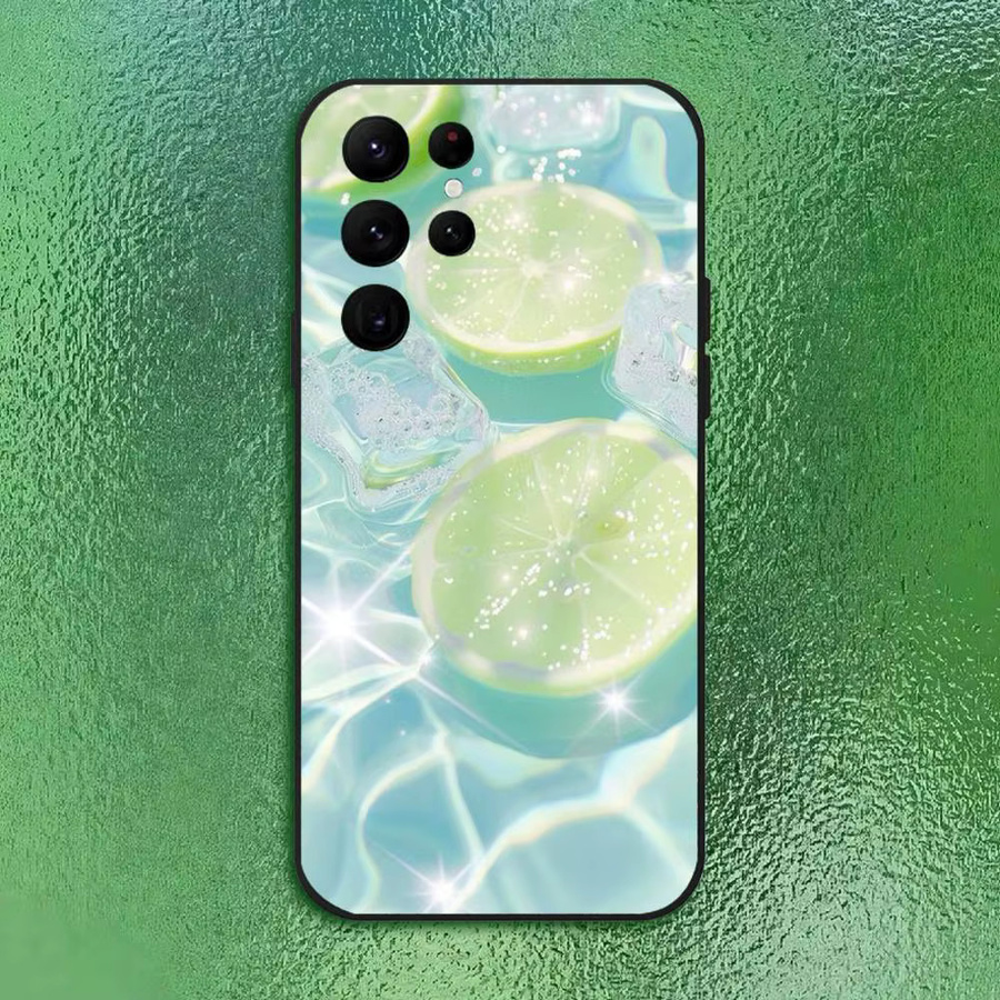 Handyhülle mit Obst-Design Zitrone und Kirsche für Samsung Galaxy S21 S22 S23 S24 S25 FE Plus in Schwarz und Multicolour als Softshell-Hülle - Bild 3