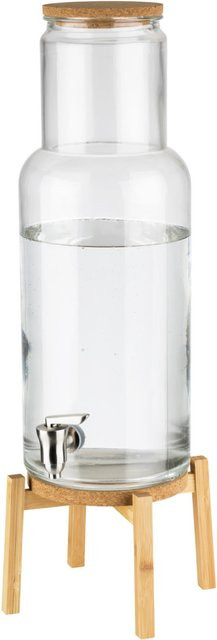 APS Getränkespender NORDIC WOOD aus Glas mit Bambus und Kork, transparent, 7,5 l, Höhe: 60,5 cm, Breite: 23 cm, Tiefe: 23 cm - Bild 1