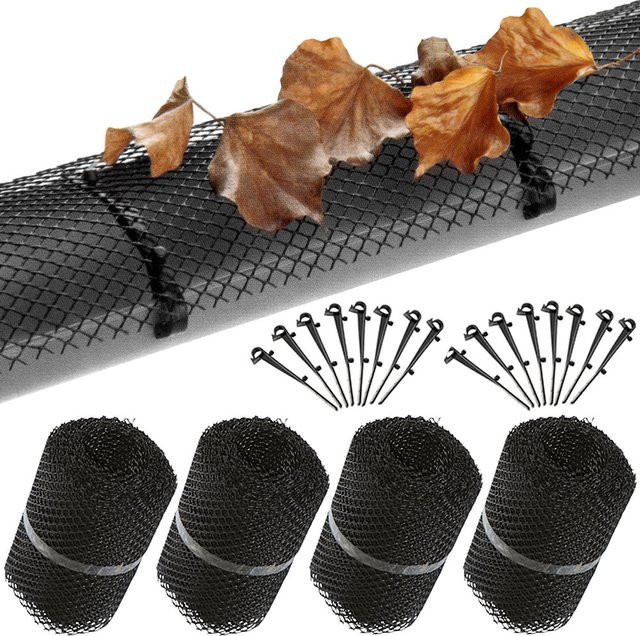 Monzana Dachrinnenschutzgitter 4er-Set in Schwarz aus Kunststoff, B: 17,5 cm, Länge: 7 m pro Stück - Bild 1