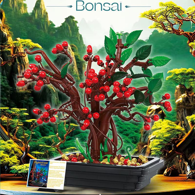 AMAZINGBLOKS Hypericum Topf Bausteine Set mit 879 Teilen als Blumen Bonsai Modell für Desktop Dekoration und pädagogisches Spielzeug - Bild 2
