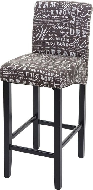 MCW Barhocker MCW-C33 mit Schriftzug in Grau und Retro-Look aus Stoff und Holz - Bild 1