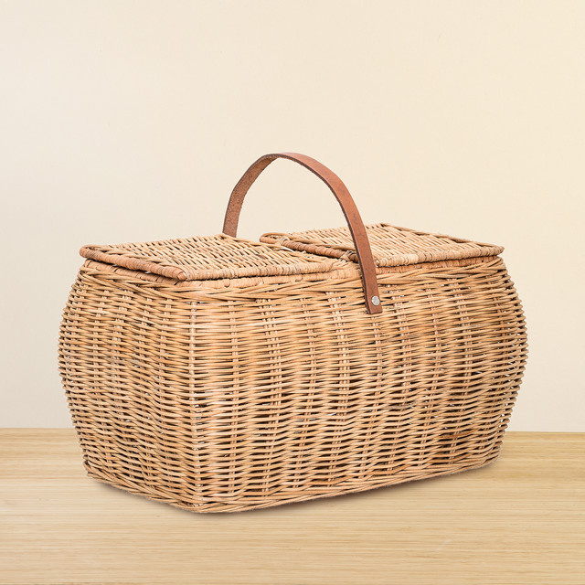Bloomingville Picknickkorb Gor aus Holz und Rattan in Braun mit Griffen - Bild 1