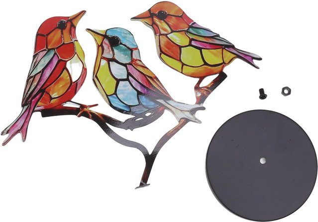 TOMTOP JMS Desktop-Ornament Vögel auf Zweig aus Metall in Grau und Bunt - Bild 1
