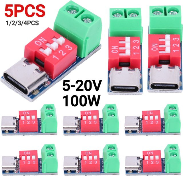 Einstellbares PD-Trigger Modul USB Typ-C Schnelllade-Platine 5-20V 100W Spannungsanschluss Netzteil Zubehör - Bild 1